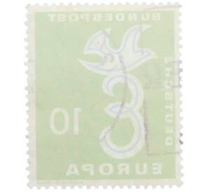 Почтовая марка 10 пфеннигов 1958 года Западная Германия (ФРГ) «Европейская конференция администраций почтовых служб и служб связи CEPT — Голубь мира» — Фото №2