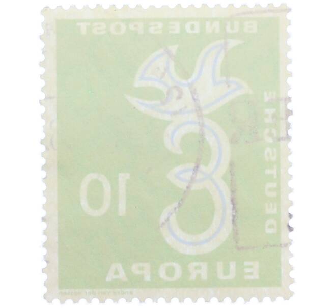 Почтовая марка 10 пфеннигов 1958 года Западная Германия (ФРГ) «Европейская конференция администраций почтовых служб и служб связи CEPT — Голубь мира» (Артикул: T11-36923) — Фото №2
