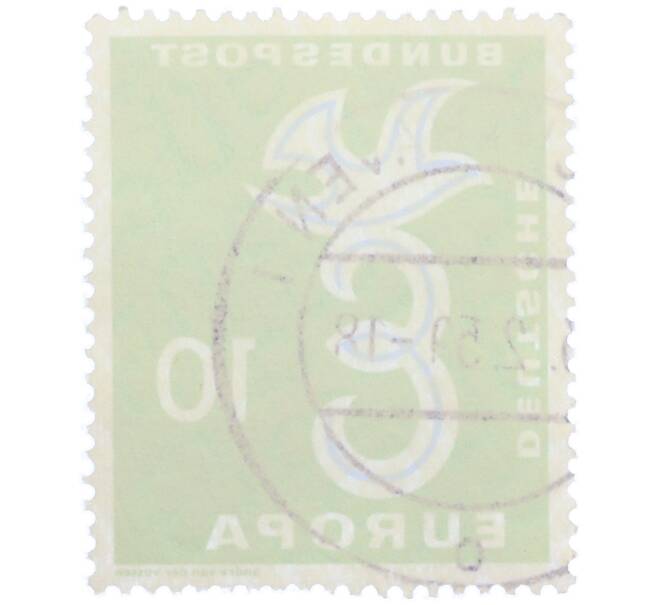 Почтовая марка 10 пфеннигов 1958 года Западная Германия (ФРГ) «Европейская конференция администраций почтовых служб и служб связи CEPT — Голубь мира» (Артикул: T11-36925) — Фото №2