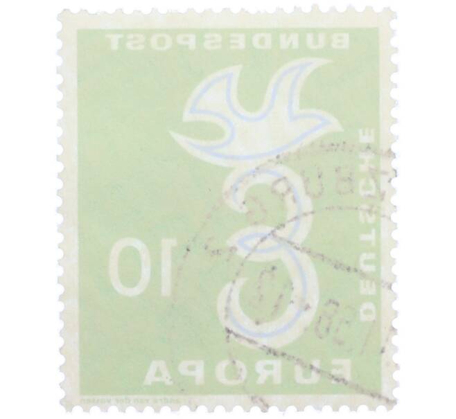 Почтовая марка 10 пфеннигов 1958 года Западная Германия (ФРГ) «Европейская конференция администраций почтовых служб и служб связи CEPT — Голубь мира» (Артикул: T11-36927) — Фото №2
