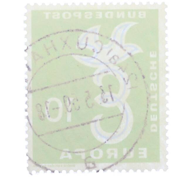 Почтовая марка 10 пфеннигов 1958 года Западная Германия (ФРГ) «Европейская конференция администраций почтовых служб и служб связи CEPT — Голубь мира» (Артикул: T11-36928) — Фото №2