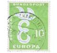 Почтовая марка 10 пфеннигов 1958 года Западная Германия (ФРГ) «Европейская конференция администраций почтовых служб и служб связи CEPT — Голубь мира» (Артикул: T11-36930) — Фото №1