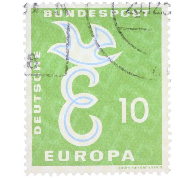 Почтовая марка 10 пфеннигов 1958 года Западная Германия (ФРГ) «Европейская конференция администраций почтовых служб и служб связи CEPT — Голубь мира» (Артикул: T11-36931) — Фото №1