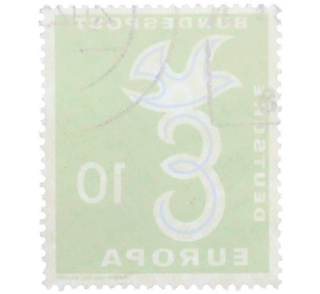Почтовая марка 10 пфеннигов 1958 года Западная Германия (ФРГ) «Европейская конференция администраций почтовых служб и служб связи CEPT — Голубь мира» (Артикул: T11-36931) — Фото №2