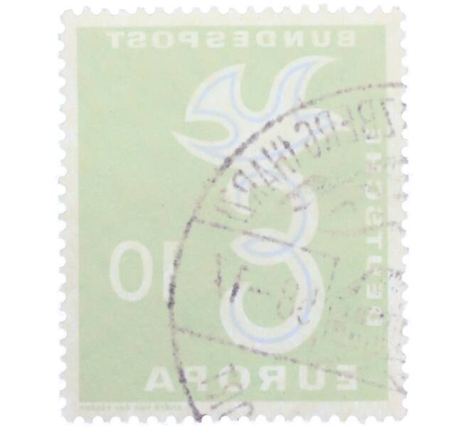 Почтовая марка 10 пфеннигов 1958 года Западная Германия (ФРГ) «Европейская конференция администраций почтовых служб и служб связи CEPT — Голубь мира» (Артикул: T11-36934) — Фото №2