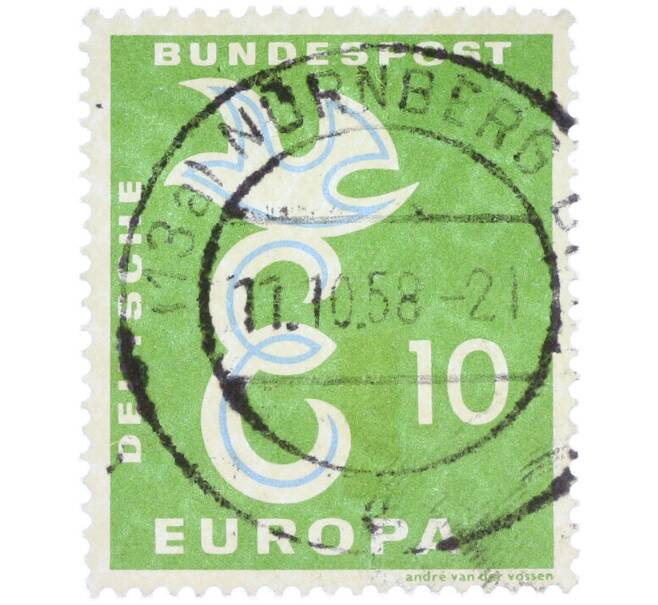 Почтовая марка 10 пфеннигов 1958 года Западная Германия (ФРГ) «Европейская конференция администраций почтовых служб и служб связи CEPT — Голубь мира» (Артикул: T11-36935) — Фото №1