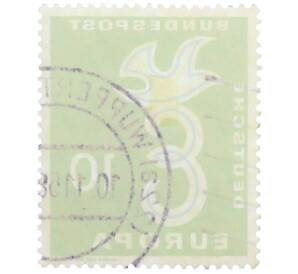Почтовая марка 10 пфеннигов 1958 года Западная Германия (ФРГ) «Европейская конференция администраций почтовых служб и служб связи CEPT — Голубь мира» — Фото №2