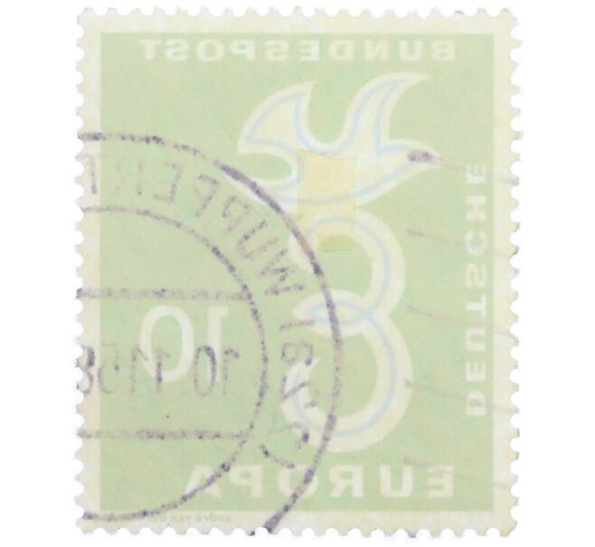 Почтовая марка 10 пфеннигов 1958 года Западная Германия (ФРГ) «Европейская конференция администраций почтовых служб и служб связи CEPT — Голубь мира» (Артикул: T11-36936) — Фото №2