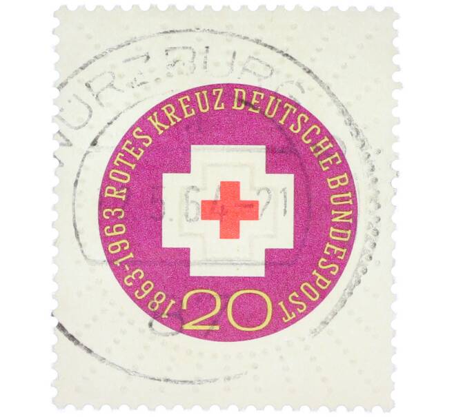 Почтовая марка 20 пфеннигов 1963 года Западная Германия (ФРГ) «Столетие Международного Красного Креста» (Артикул: T11-36940) — Фото №1