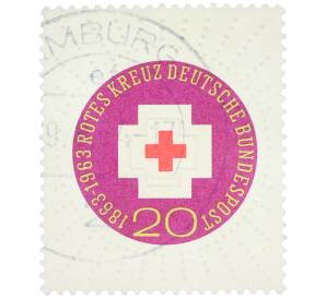 Почтовая марка 20 пфеннигов 1963 года Западная Германия (ФРГ) «Столетие Международного Красного Креста» — Фото №1