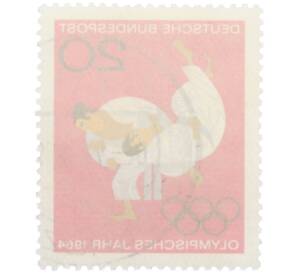 Почтовая марка 20 пфеннигов 1964 года Западная Германия (ФРГ) «Летние Олимпийские игры 1964 года B Токио — Дзюдо» — Фото №2