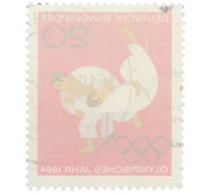 Почтовая марка 20 пфеннигов 1964 года Западная Германия (ФРГ) «Летние Олимпийские игры 1964 года B Токио — Дзюдо» — Фото №2