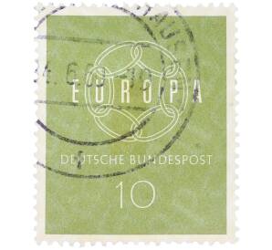 Почтовая марка 10 пфеннигов 1959 года Западная Германия (ФРГ) «Европейская конференция администраций почтовых служб и служб связи CEPT — Цепь» — Фото №1