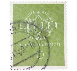 Почтовая марка 10 пфеннигов 1959 года Западная Германия (ФРГ) «Европейская конференция администраций почтовых служб и служб связи CEPT — Цепь» — Фото №1