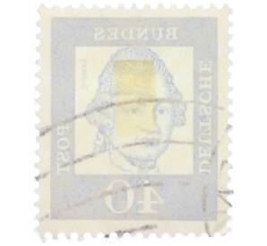 Почтовая марка 40 пфеннигов 1961 года Западная Германия (ФРГ) «Выдающиеся немцы — Готхольд Эфраим Лессинг» — Фото №2