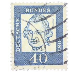 Почтовая марка 40 пфеннигов 1961 года Западная Германия (ФРГ) «Выдающиеся немцы — Готхольд Эфраим Лессинг» — Фото №1