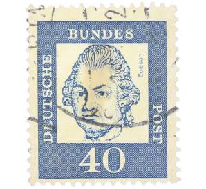 Почтовая марка 40 пфеннигов 1961 года Западная Германия (ФРГ) «Выдающиеся немцы — Готхольд Эфраим Лессинг» — Фото №1