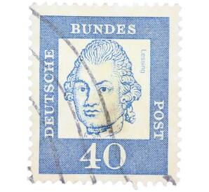 Почтовая марка 40 пфеннигов 1961 года Западная Германия (ФРГ) «Выдающиеся немцы — Готхольд Эфраим Лессинг» — Фото №1