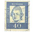 Почтовая марка 40 пфеннигов 1961 года Западная Германия (ФРГ) «Выдающиеся немцы — Готхольд Эфраим Лессинг» (Артикул: T11-36993) — Фото №1