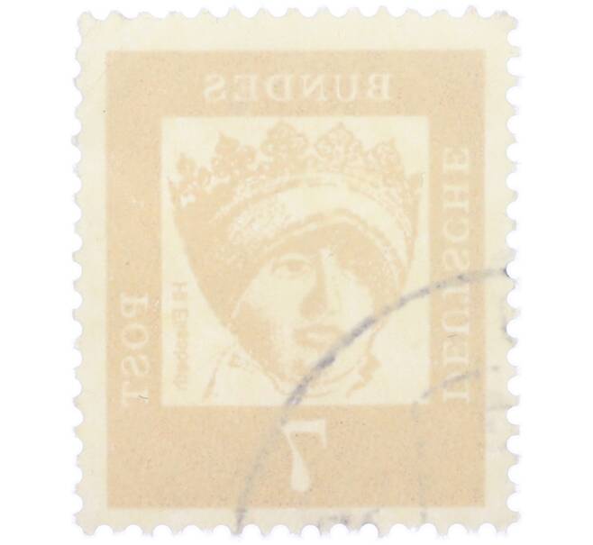 Почтовая марка 7 пфеннигов 1961 года Западная Германия (ФРГ) «Выдающиеся немцы — Елизавета Венгерская» (Артикул: T11-36994) — Фото №2