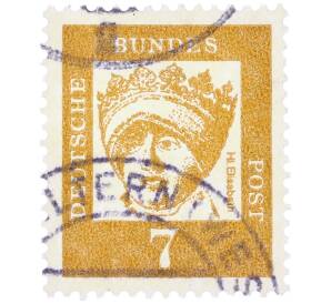 Почтовая марка 7 пфеннигов 1961 года Западная Германия (ФРГ) «Выдающиеся немцы — Елизавета Венгерская» — Фото №1