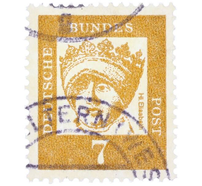 Почтовая марка 7 пфеннигов 1961 года Западная Германия (ФРГ) «Выдающиеся немцы — Елизавета Венгерская» (Артикул: T11-36996) — Фото №1