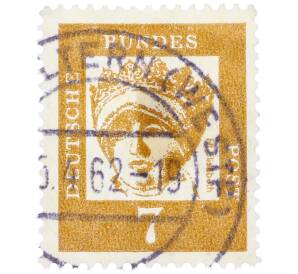 Почтовая марка 7 пфеннигов 1961 года Западная Германия (ФРГ) «Выдающиеся немцы — Елизавета Венгерская» — Фото №1