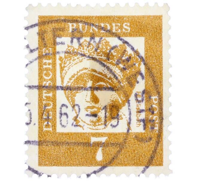 Почтовая марка 7 пфеннигов 1961 года Западная Германия (ФРГ) «Выдающиеся немцы — Елизавета Венгерская» (Артикул: T11-36997) — Фото №1