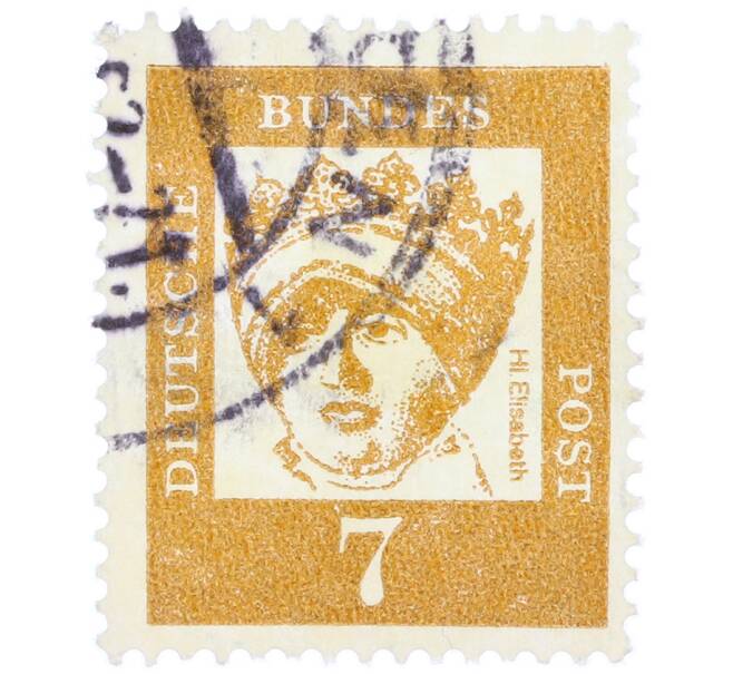 Почтовая марка 7 пфеннигов 1961 года Западная Германия (ФРГ) «Выдающиеся немцы — Елизавета Венгерская» (Артикул: T11-36999) — Фото №1