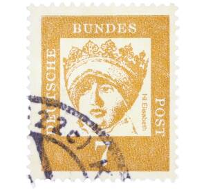 Почтовая марка 7 пфеннигов 1961 года Западная Германия (ФРГ) «Выдающиеся немцы — Елизавета Венгерская» — Фото №1