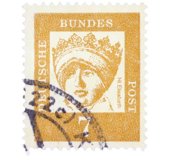 Почтовая марка 7 пфеннигов 1961 года Западная Германия (ФРГ) «Выдающиеся немцы — Елизавета Венгерская» (Артикул: T11-37000) — Фото №1