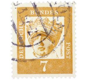 Почтовая марка 7 пфеннигов 1961 года Западная Германия (ФРГ) «Выдающиеся немцы — Елизавета Венгерская» — Фото №1