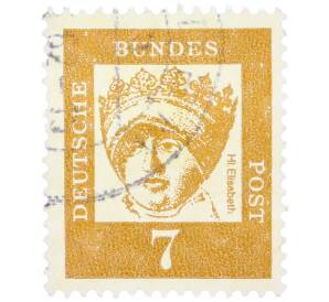 Почтовая марка 7 пфеннигов 1961 года Западная Германия (ФРГ) «Выдающиеся немцы — Елизавета Венгерская» — Фото №1