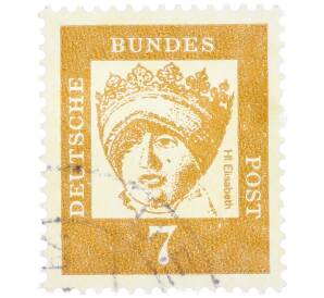 Почтовая марка 7 пфеннигов 1961 года Западная Германия (ФРГ) «Выдающиеся немцы — Елизавета Венгерская» — Фото №1