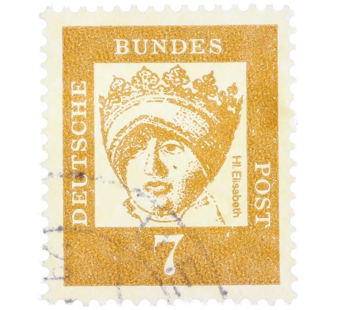 Почтовая марка 7 пфеннигов 1961 года Западная Германия (ФРГ) «Выдающиеся немцы — Елизавета Венгерская» (Артикул: T11-37003) — Фото №1