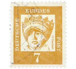 Почтовая марка 7 пфеннигов 1961 года Западная Германия (ФРГ) «Выдающиеся немцы — Елизавета Венгерская» — Фото №1