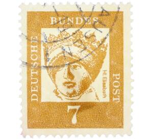 Почтовая марка 7 пфеннигов 1961 года Западная Германия (ФРГ) «Выдающиеся немцы — Елизавета Венгерская» — Фото №1