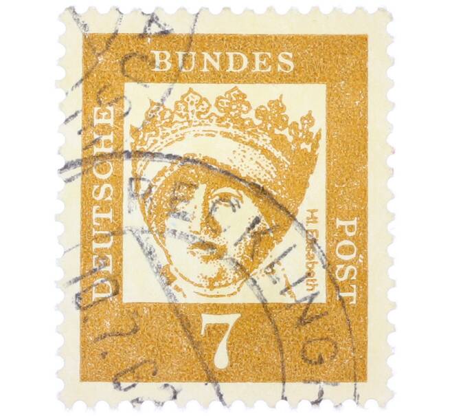 Почтовая марка 7 пфеннигов 1961 года Западная Германия (ФРГ) «Выдающиеся немцы — Елизавета Венгерская» (Артикул: T11-37006) — Фото №1