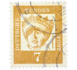 Почтовая марка 7 пфеннигов 1961 года Западная Германия (ФРГ) «Выдающиеся немцы — Елизавета Венгерская» — Фото №1