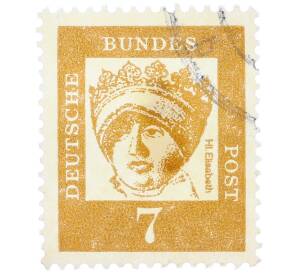 Почтовая марка 7 пфеннигов 1961 года Западная Германия (ФРГ) «Выдающиеся немцы — Елизавета Венгерская» — Фото №1