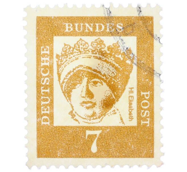 Почтовая марка 7 пфеннигов 1961 года Западная Германия (ФРГ) «Выдающиеся немцы — Елизавета Венгерская» (Артикул: T11-37008) — Фото №1