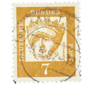 Почтовая марка 7 пфеннигов 1961 года Западная Германия (ФРГ) «Выдающиеся немцы — Елизавета Венгерская» — Фото №1