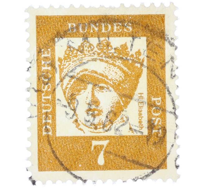 Почтовая марка 7 пфеннигов 1961 года Западная Германия (ФРГ) «Выдающиеся немцы — Елизавета Венгерская» (Артикул: T11-37011) — Фото №1