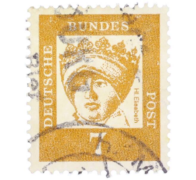 Почтовая марка 7 пфеннигов 1961 года Западная Германия (ФРГ) «Выдающиеся немцы — Елизавета Венгерская» (Артикул: T11-37012) — Фото №1