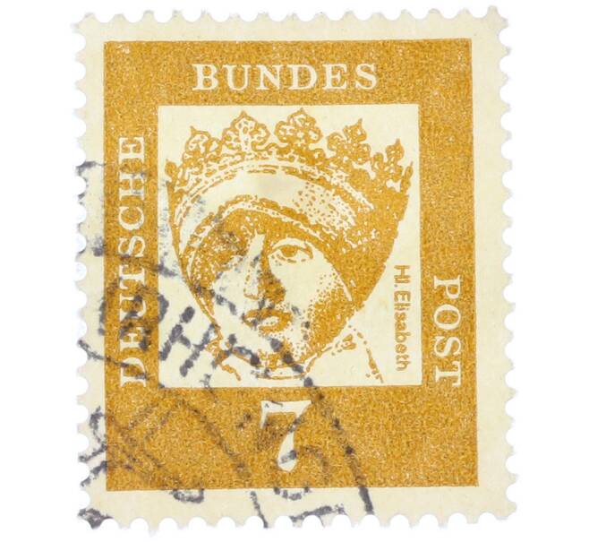 Почтовая марка 7 пфеннигов 1961 года Западная Германия (ФРГ) «Выдающиеся немцы — Елизавета Венгерская» (Артикул: T11-37013) — Фото №1