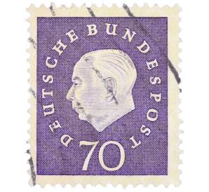 Почтовая марка 70 пфеннигов 1959 года Западная Германия (ФРГ) «Теодор Хойс» — Фото №1