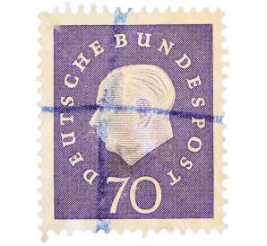 Почтовая марка 70 пфеннигов 1959 года Западная Германия (ФРГ) «Теодор Хойс» — Фото №1