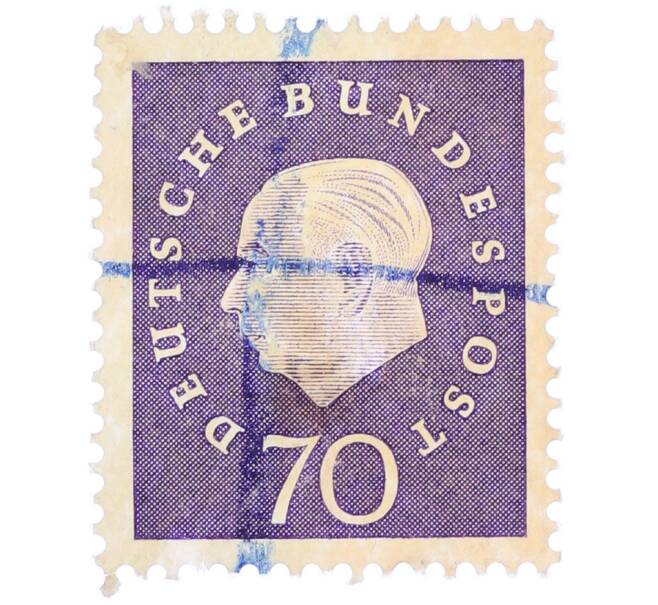 Почтовая марка 70 пфеннигов 1959 года Западная Германия (ФРГ) «Теодор Хойс» (Артикул: T11-37038) — Фото №1