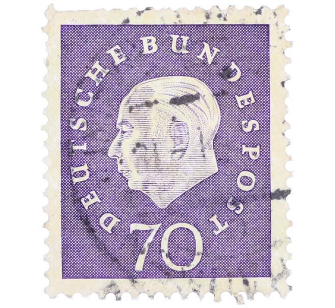 Почтовая марка 70 пфеннигов 1959 года Западная Германия (ФРГ) «Теодор Хойс» (Артикул: T11-37040) — Фото №1