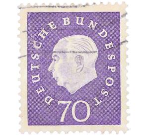 Почтовая марка 70 пфеннигов 1959 года Западная Германия (ФРГ) «Теодор Хойс» — Фото №1